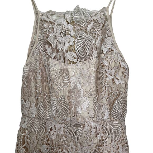 Saylor Floral Lace Cut Out Sleeveless High Neck Mini Dress Pale Pink Small - Picture 3 of 6